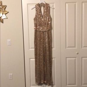 Badgley Mischka Rose Gold Sequins Gown, Size 14